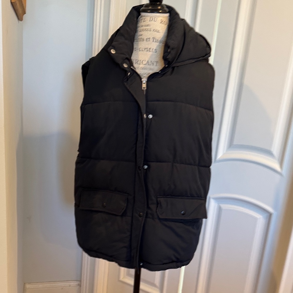 Free People Black Hooded Vest